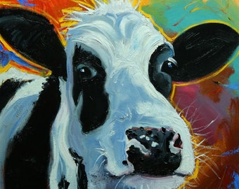 Cow painting 1446 20x20 inch animal original oil painting by Roz