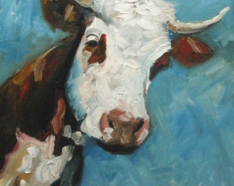 16x20 Print of oil painting Cow19 by Roz