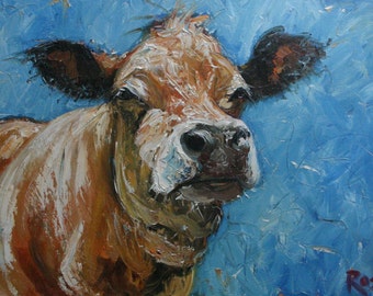 Cow45 16x20inch Print of oil painting by Roz