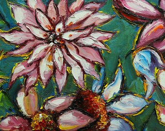 Floral painting 301 Dahlia 12x24 inch original still life oil painting by Roz