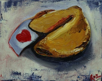 Fortune Cookie 40 still life painting 8x10 inch original oil painting by Roz