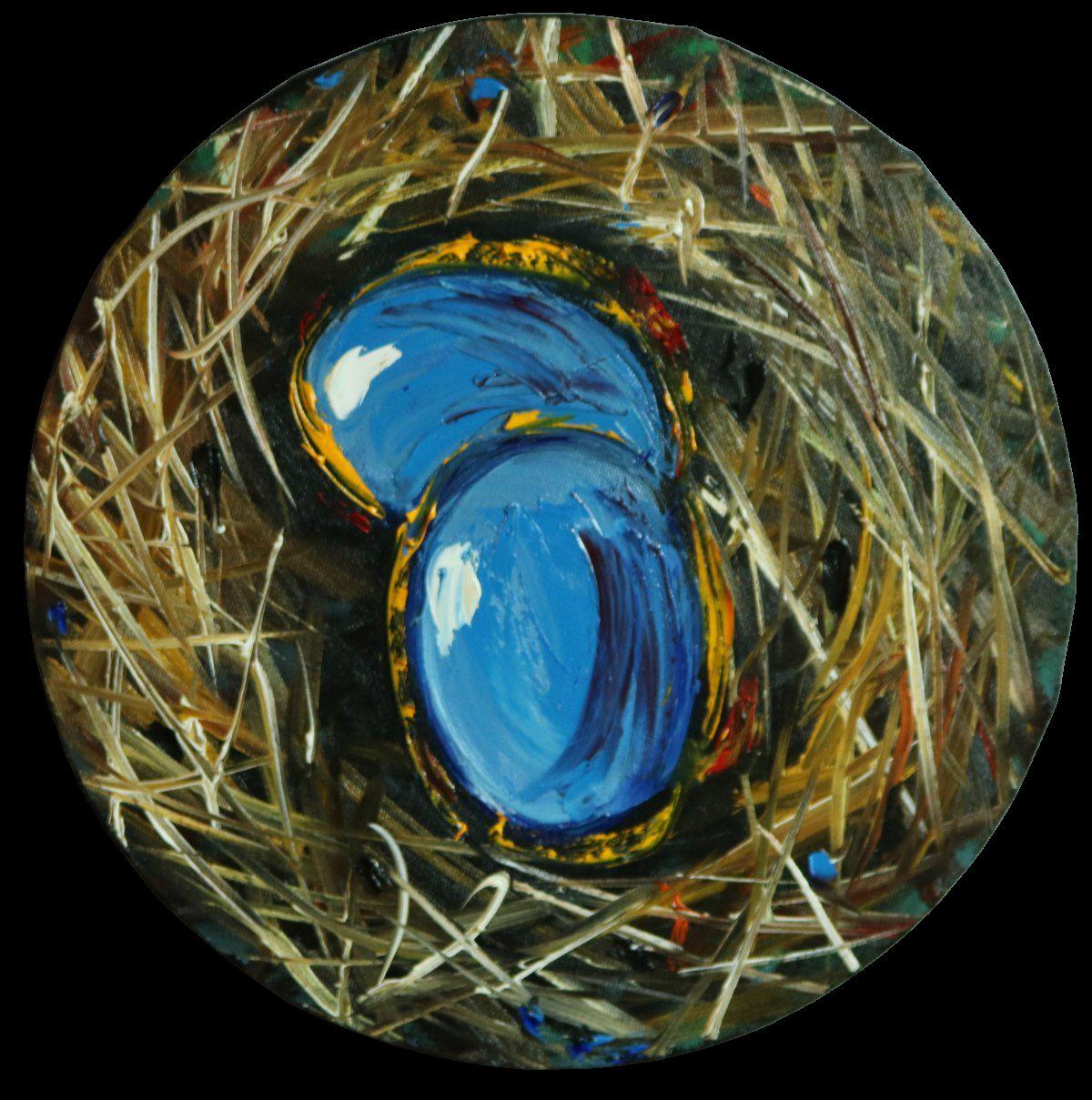 Nest Painting 360 12x12 Inch Original Bird Nest Portrait Oil