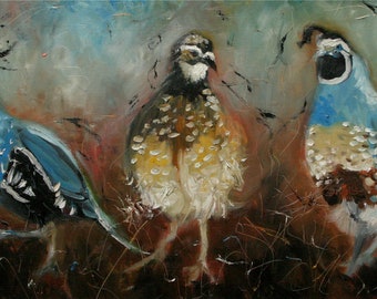 Print of oil painting Quail 9 by Roz