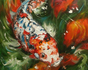 Koi15 16x24inch Print of oil painting by Roz