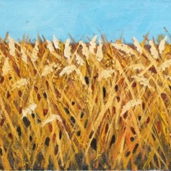 Wheat 21 12x36 inch original oil painting by Roz