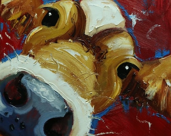 Cow painting 1456 12x12 inch original animal portrait oil painting by Roz