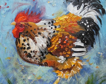 Rooster 475 10x10inch Print of oil painting by Roz