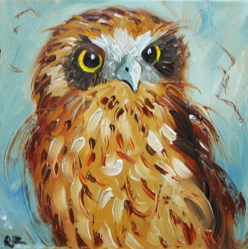 Owl 7 10x10 inch Print from oil painting by Roz Bild 1