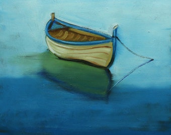 Boat 54 20x20 inch original impressionistic oil painting by Roz