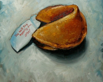 Commission your own Fortune Cookie custom portrait still life painting by Roz