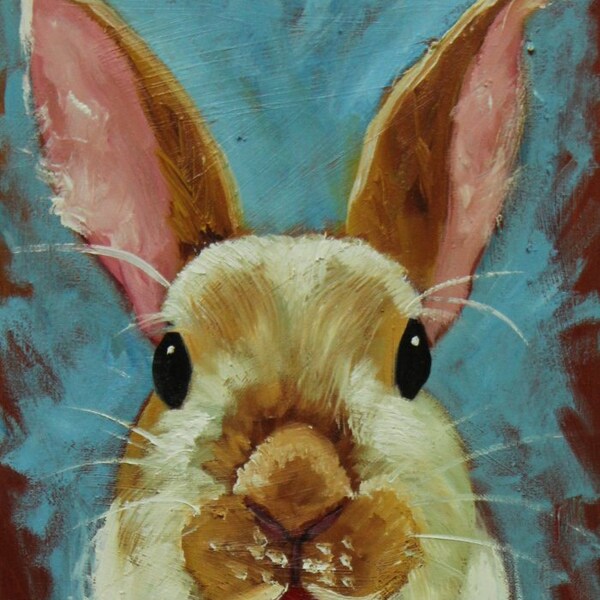 Rabbit painting 48  11x14 inch original oil painting by Roz