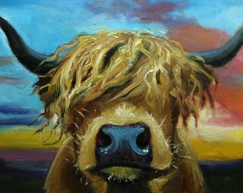 Cow painting 1463 24x36 inch animal original oil painting by Roz