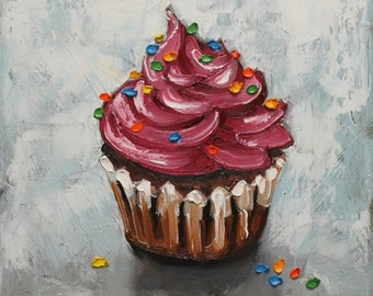 20x20 Print of oil painting Cupcake96 by Roz