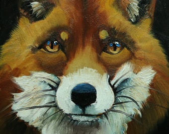 Fox painting 57 12x12 inch original animal portrait oil painting by Roz