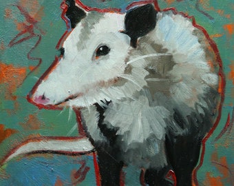 Opossum 3 painting 12x12 inch original oil painting by Roz