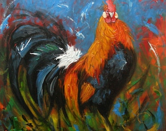 rooster229 20x20inch Print of oil painting by Roz