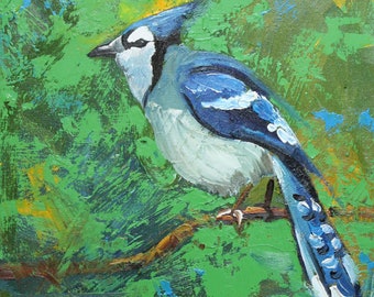 Blue jay 21 10x10 inch Print from oil painting by Roz