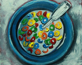 Cereal 37 still life painting 12x12 inch original oil painting by Roz