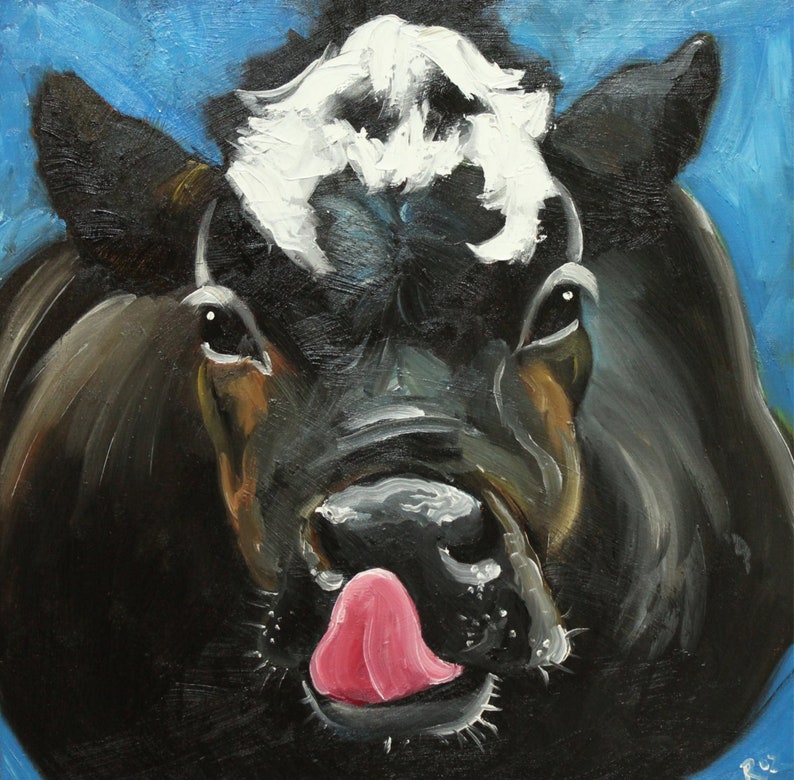 Print Cow 461 10x10 inch Print from oil painting by Roz image 1