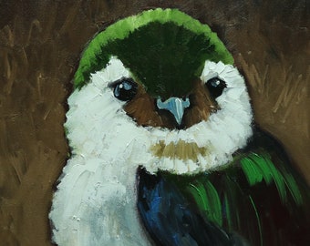 Bird painting 381 Swallow 12x12 inch portrait original oil painting by Roz