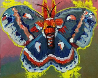 Moth 4 painting 12x12 inch portrait original oil painting by Roz