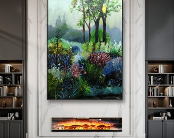 Landscape painting 346 30x40 inch original impasto impressionistic oil painting by Roz