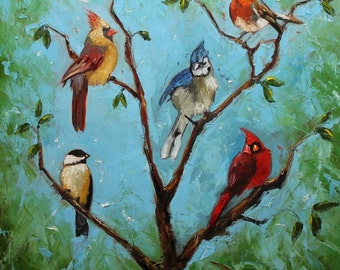 Birds 37 20x20 inch Print from oil painting by Roz