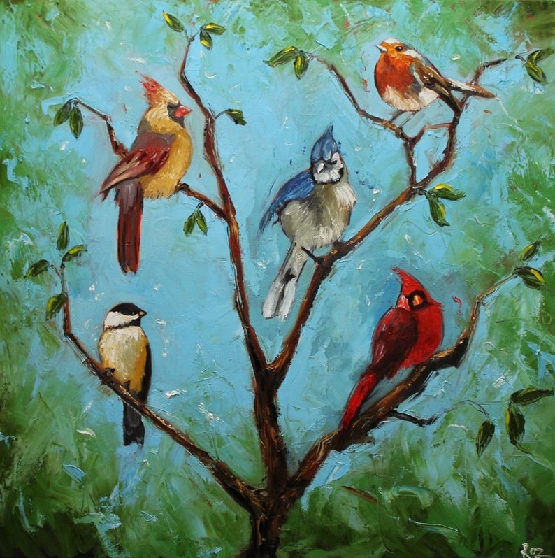 Birds 37 20x20 inch Print from oil painting by Roz image 1