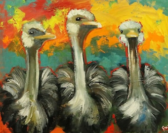 Ostrich painting 3 24x30 inch original oil painting by Roz