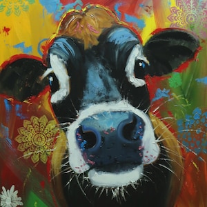 Cow painting 1467 24x30 inch animal original oil painting by Roz