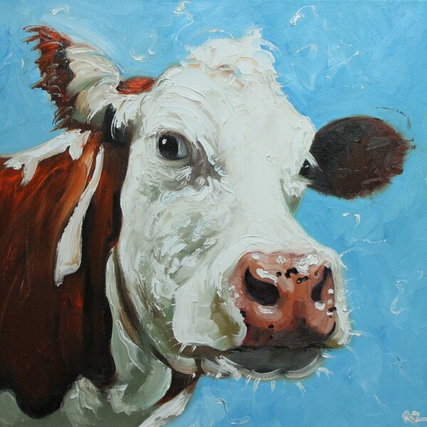 Cow 351 20x20 inch original oil painting by Roz