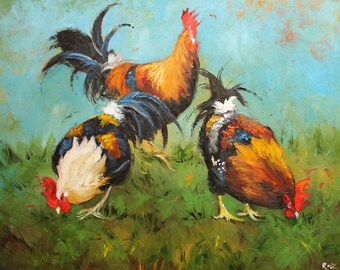 16x20 Print from oil painting Rooster 430 by Roz