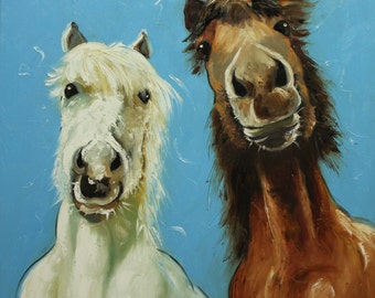 Horses 9 20x20 inch Print of oil painting by Roz