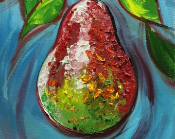 Pear painting 59 9x12 inch original still life fruit oil painting by Roz