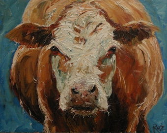 16x20 Print of oil painting Cow44 by Roz