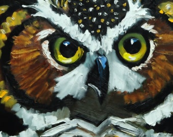 Owl painting 171 12x12 inch original oil painting by Roz