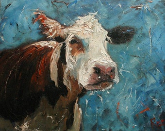 16x20 Print of oil painting Cow38 by Roz