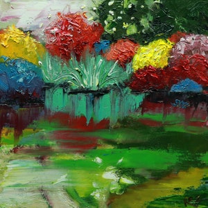 Landscape painting 324 12x12 inch original impasto impressionistic oil painting by Roz