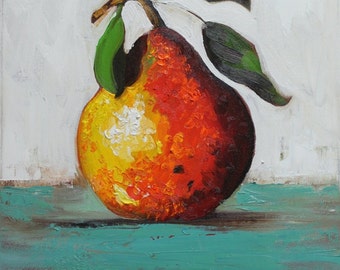 10x10 Print of oil painting Pear 17 by Roz