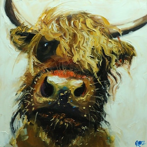 Cow painting 1469 20x20 inch animal original oil painting by Roz