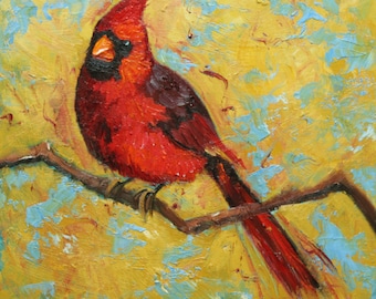 Cardinal 33 10x10 inch Print from oil painting by Roz