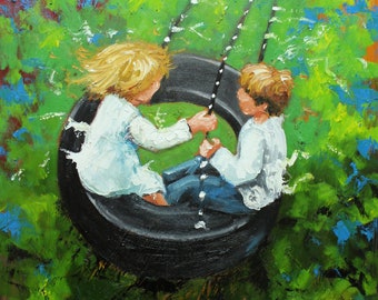 Print Swing 65 16x20 inch Print from oil painting by Roz