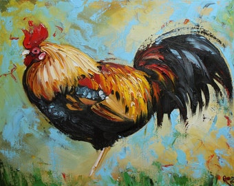 Rooster 453 16x20inch Print of oil painting by Roz