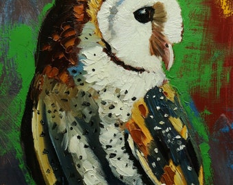 Owl painting 173 - 12x16 inch original oil painting by Roz