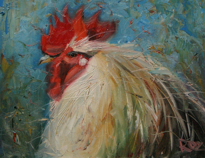 Print Of Original Oil Painting Rooster Barn By Jbeaudetstudios