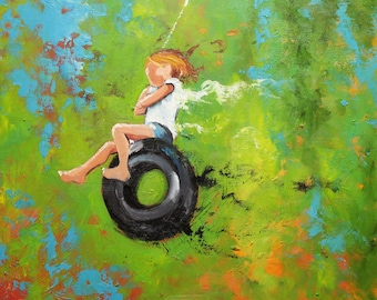 Print Swing 54 18x24 inch Print from oil painting by Roz