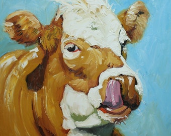 Print Cow 363 20x20 inch Print from oil painting by Roz