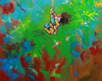 Swing painting 191 20x20 inch portrait original oil painting by Roz