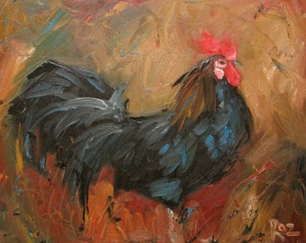 11x14 Print of oil painting Rooster139 by Roz