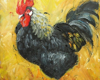 Rooster 508 10x10inch Print of oil painting by Roz